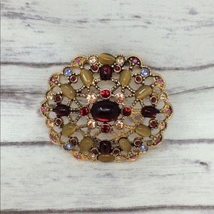 Monet Gold Multi Stone Crystal Brooch